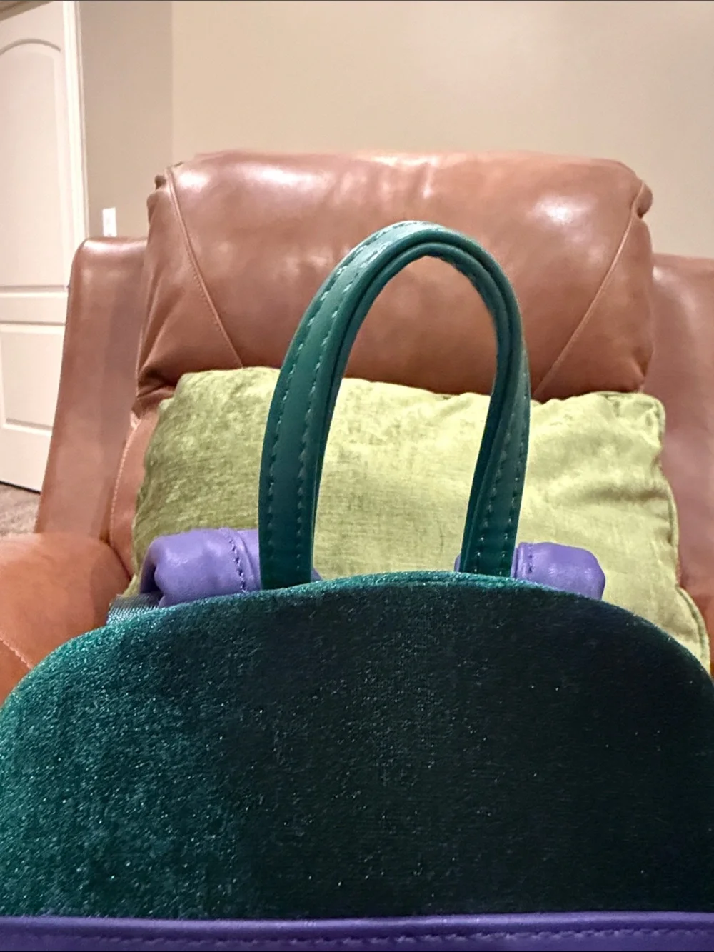 Hocus Pocus Velvet Green and Purple Mini Loungefly Backpack with Gold Embroidery